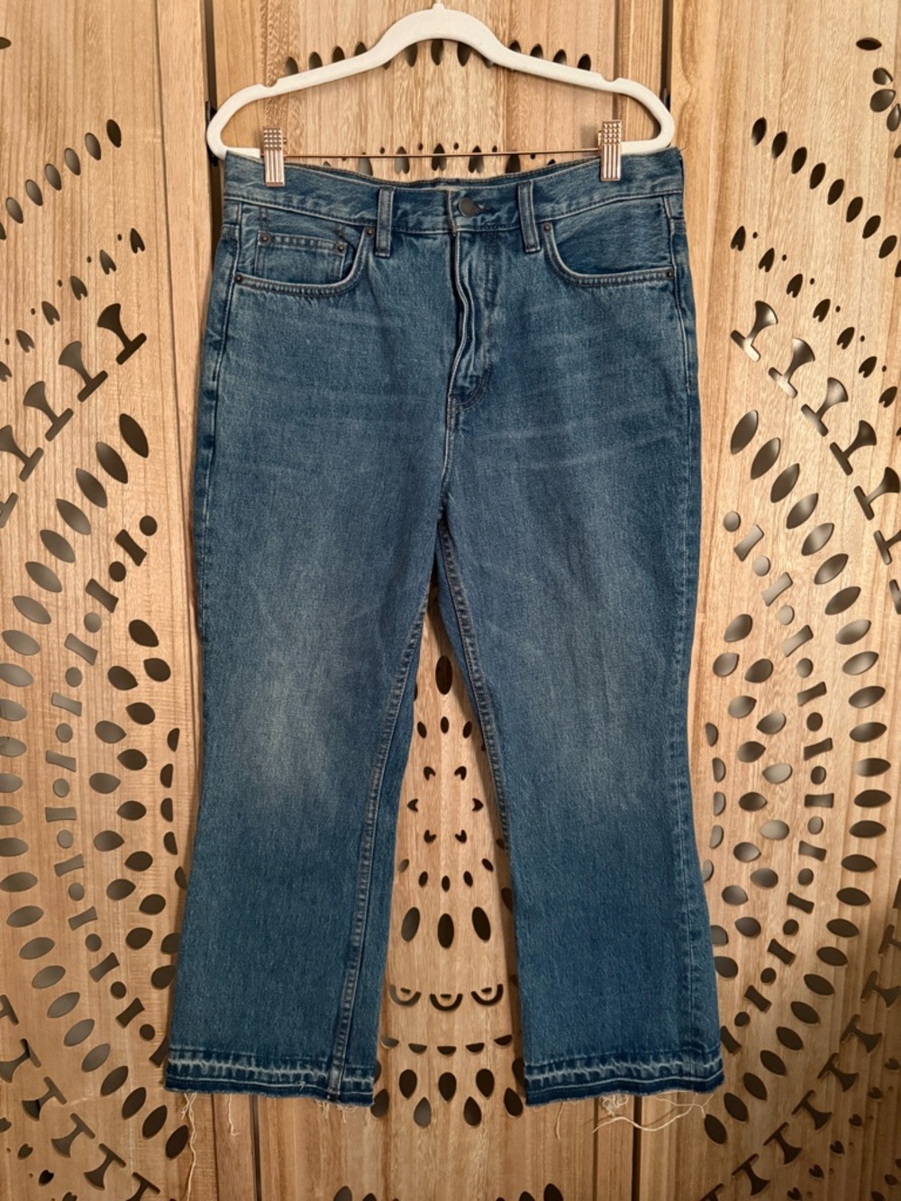 Free People High Rise Wide Leg/ Flare Crop Jeans